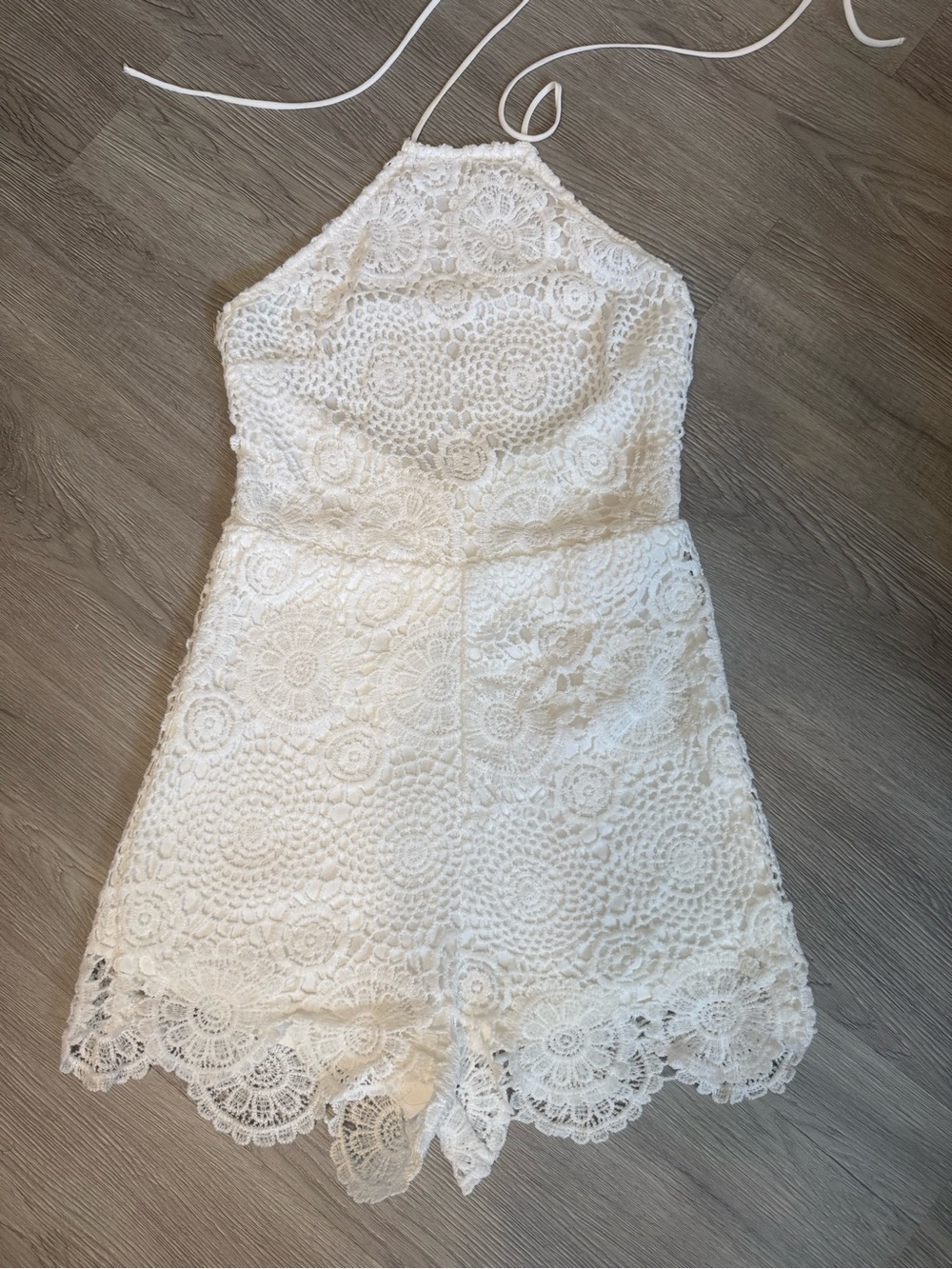 Missguided White Crochet Lace Halter Romper size 2